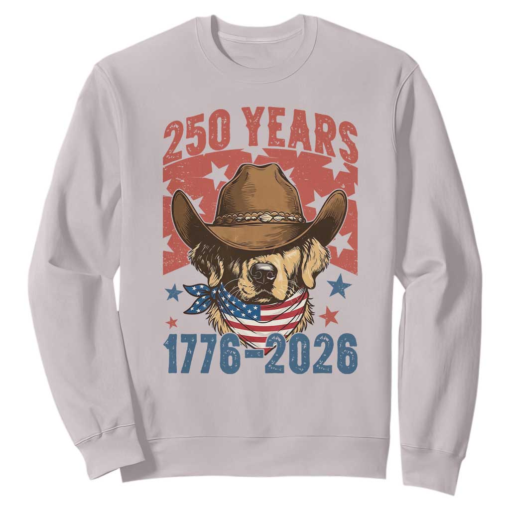 250th Anniversary USA Sweatshirt Western Golden Retriever 4th of July TS14 Ice Gray Print Your Wear