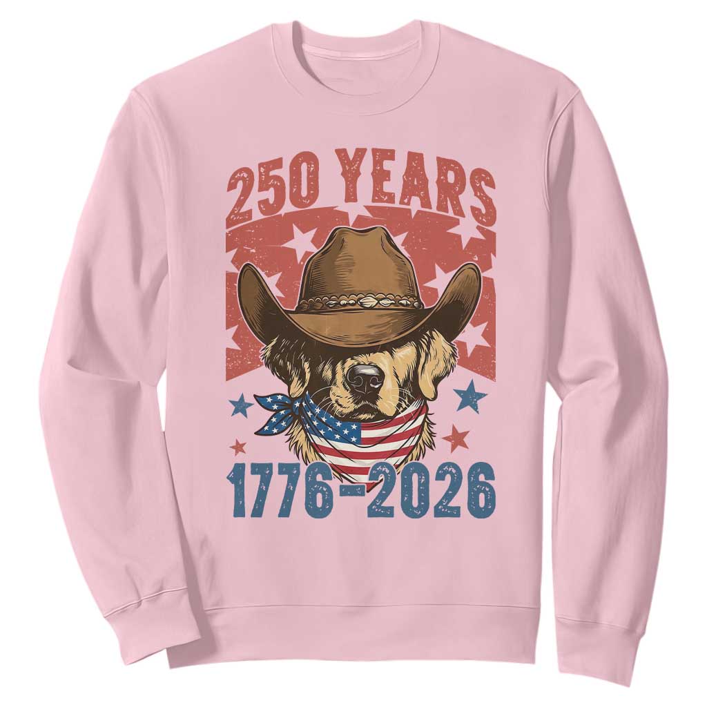 250th Anniversary USA Sweatshirt Western Golden Retriever 4th of July TS14 Light Pink Print Your Wear