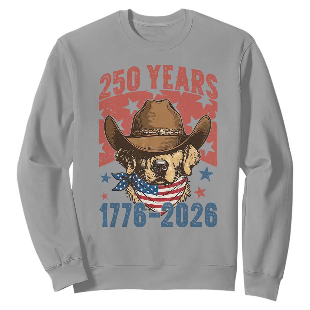 250th Anniversary USA Sweatshirt Western Golden Retriever 4th of July TS14 Sport Gray Print Your Wear