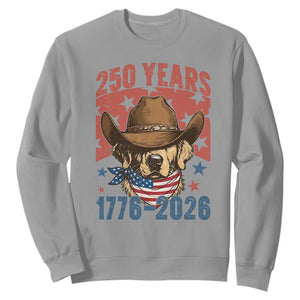 250th Anniversary USA Sweatshirt Western Golden Retriever 4th of July TS14 Sport Gray Print Your Wear