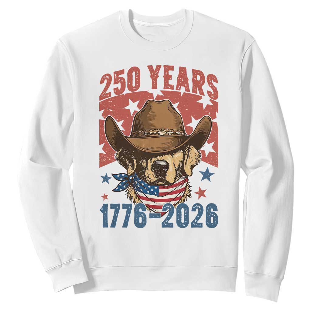 250th America Anniversary Sweatshirt Western Golden Retriever 4th of July TS14 White Print Your Wear