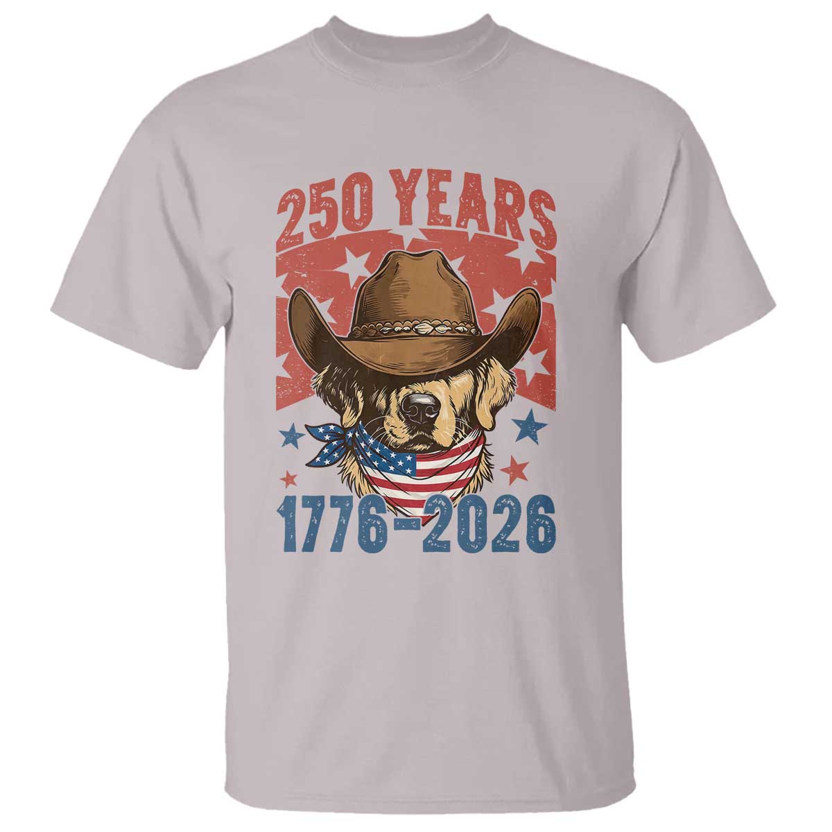 250th Anniversary USA T Shirt Western Golden Retriever 4th of July TS14 Ice Gray Print Your Wear
