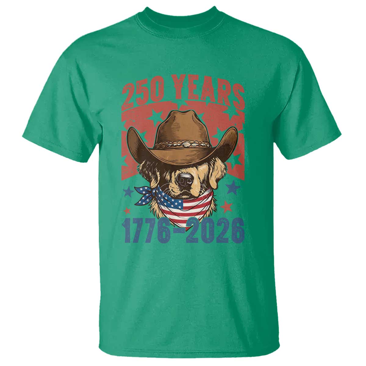 250th Anniversary USA T Shirt Western Golden Retriever 4th of July TS14 Irish Green Print Your Wear