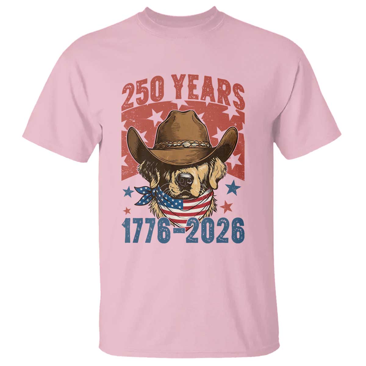 250th Anniversary USA T Shirt Western Golden Retriever 4th of July TS14 Light Pink Print Your Wear