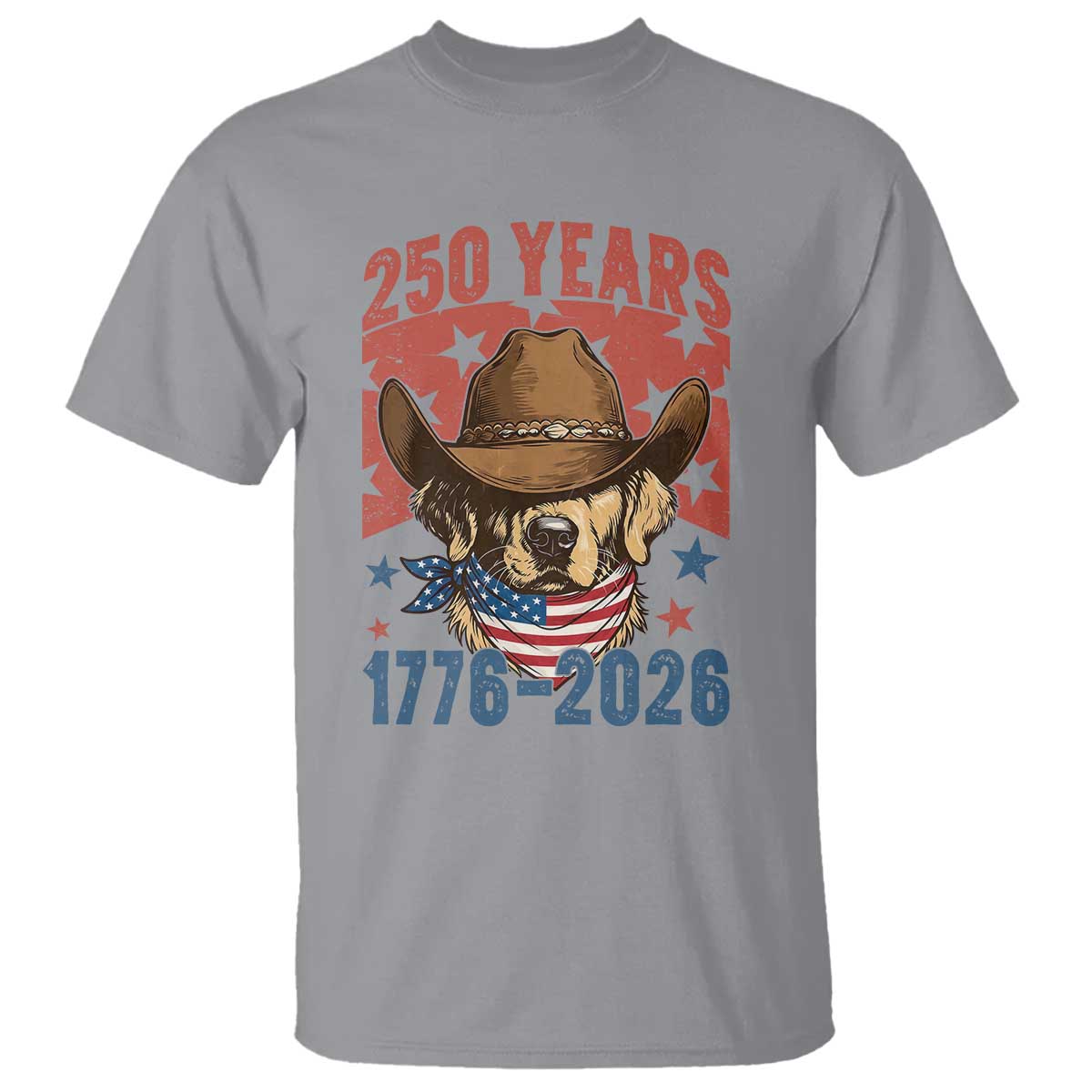 250th Anniversary USA T Shirt Western Golden Retriever 4th of July TS14 Sport Gray Print Your Wear
