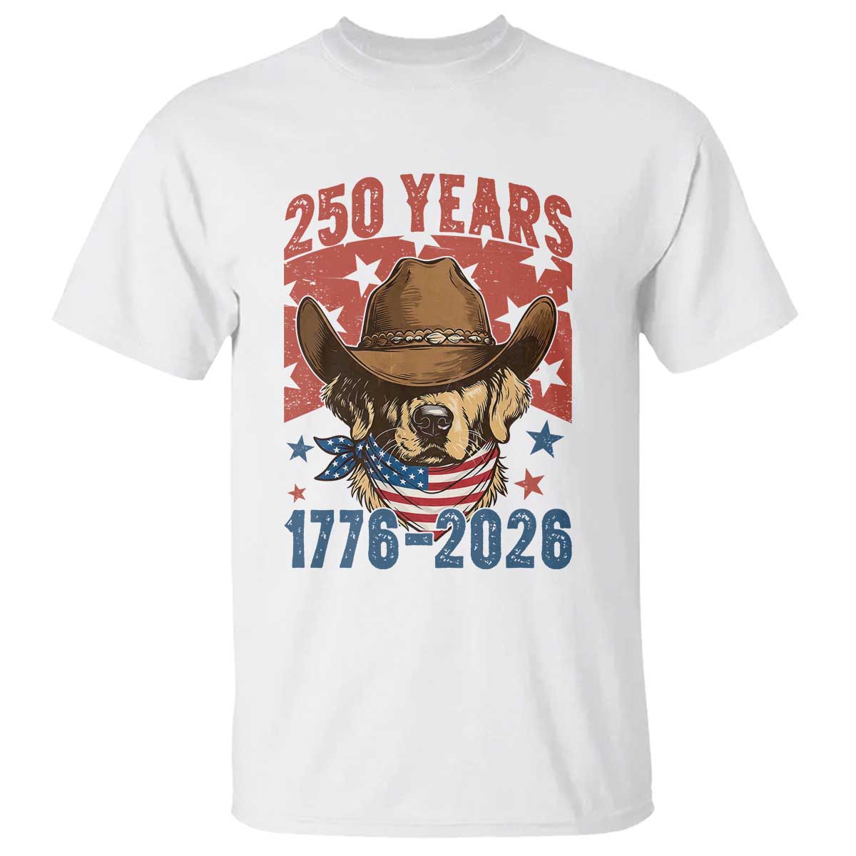 250th Anniversary USA T Shirt Western Golden Retriever 4th of July TS14 White Print Your Wear