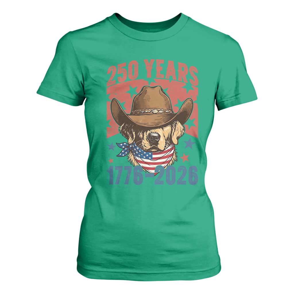 250th Anniversary USA T Shirt For Women Western Golden Retriever 4th of July TS14 Irish Green Print Your Wear