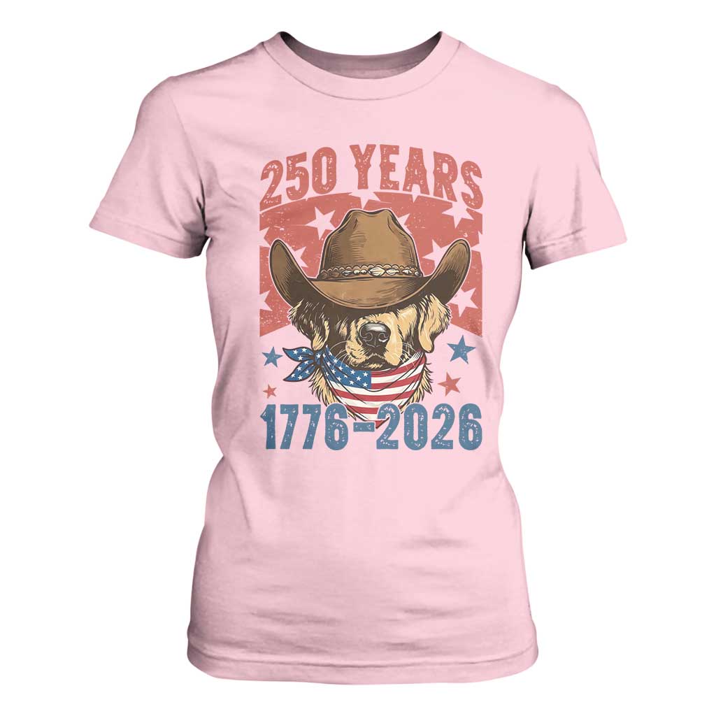 250th Anniversary USA T Shirt For Women Western Golden Retriever 4th of July TS14 Light Pink Print Your Wear