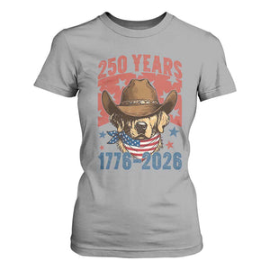 250th Anniversary USA T Shirt For Women Western Golden Retriever 4th of July TS14 Sport Gray Print Your Wear