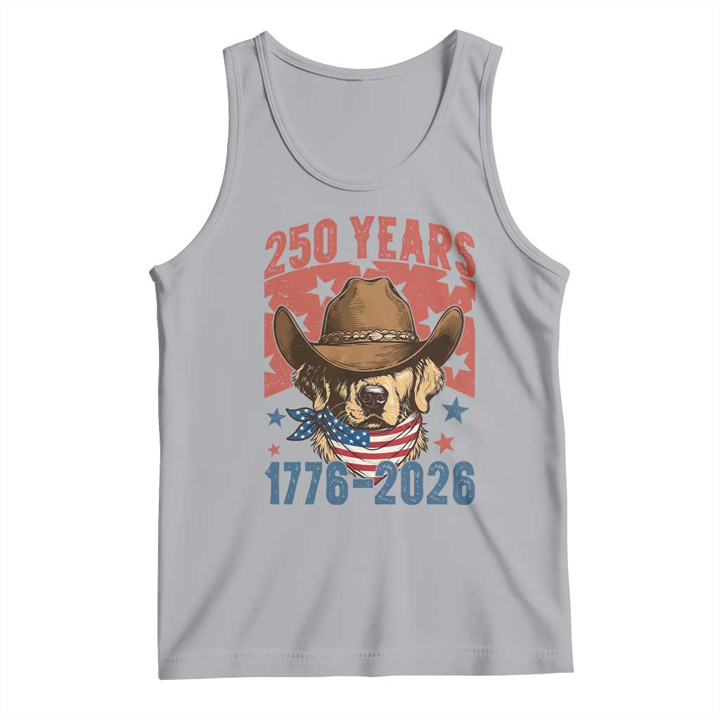 250th Anniversary USA Tank Top Western Golden Retriever 4th of July TS14 Athletic Heather Print Your Wear