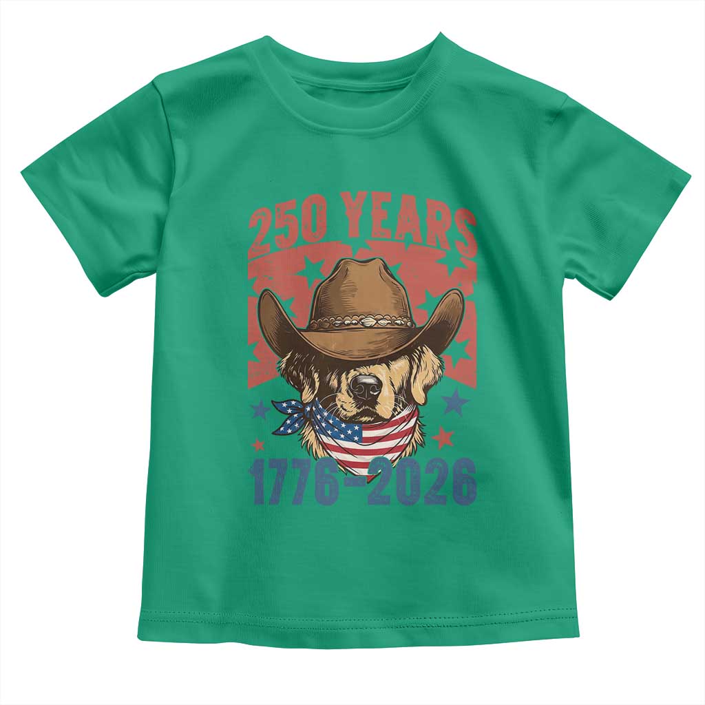 250th Anniversary USA Toddler T Shirt Western Golden Retriever 4th of July TS14 Irish Green Print Your Wear