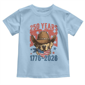 250th Anniversary USA Toddler T Shirt Western Golden Retriever 4th of July TS14 Light Blue Print Your Wear