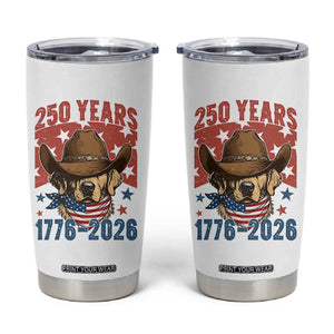 250th Anniversary USA Tumbler Cup Western Golden Retriever 4th of July TS14 White Print Your Wear