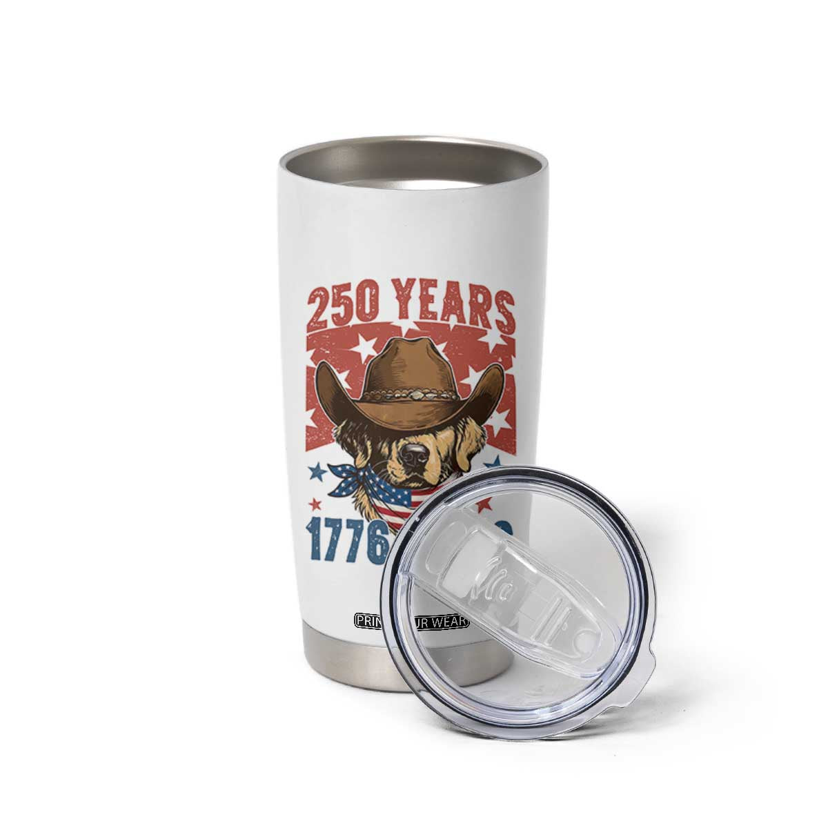 250th Anniversary USA Tumbler Cup Western Golden Retriever 4th of July TS14 Print Your Wear