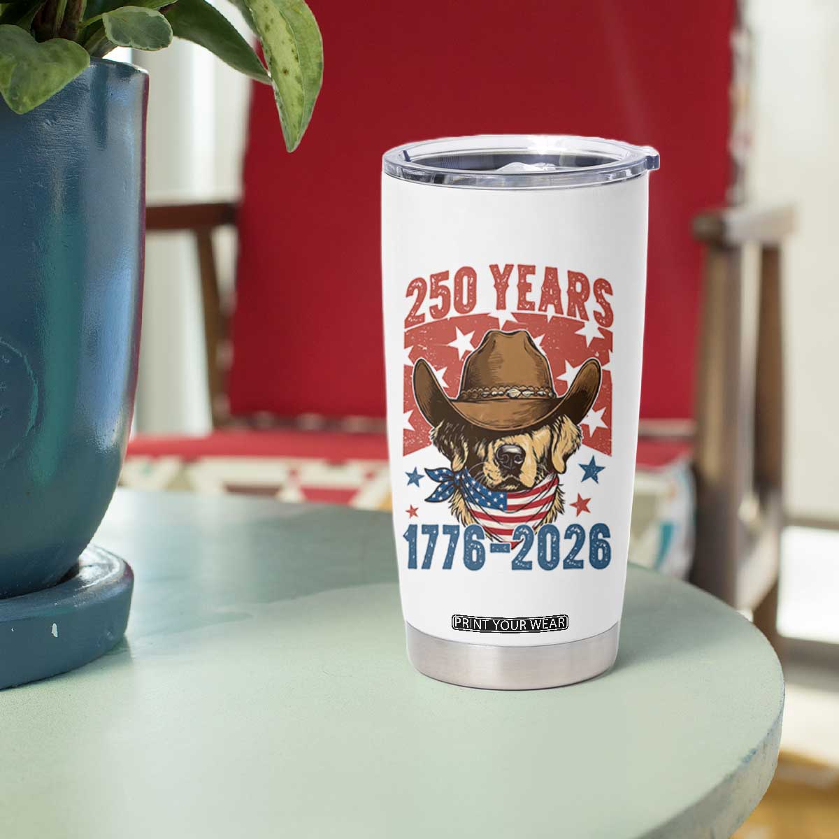 250th Anniversary USA Tumbler Cup Western Golden Retriever 4th of July TS14 Print Your Wear