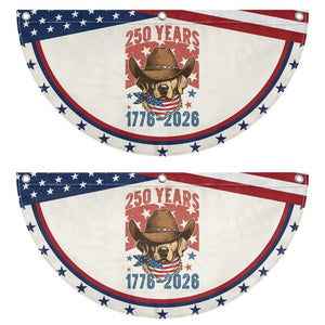 250th Anniversary USA Patriotic Fan Flag Western Golden Retriever 4th of July