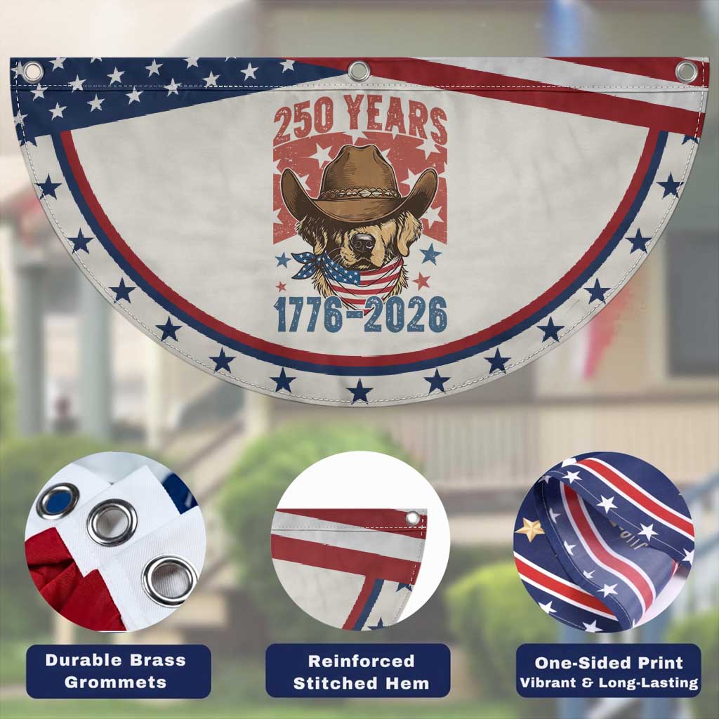 250th Anniversary USA Patriotic Fan Flag Western Golden Retriever 4th of July