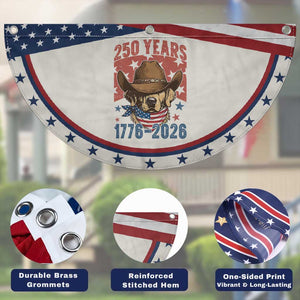 250th Anniversary USA Patriotic Fan Flag Western Golden Retriever 4th of July