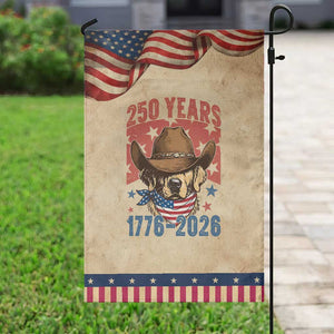 250th Anniversary USA Patriotic Garden Flag Western Golden Retriever 4th of July TS14 Vintage Rustic Tan Navy Print Your Wear