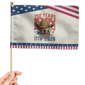 250th Anniversary USA Patriotic Handheld Flag Western Golden Retriever 4th of July TS14 Modern 8.2" × 5.5" Beige Blue Print Your Wear