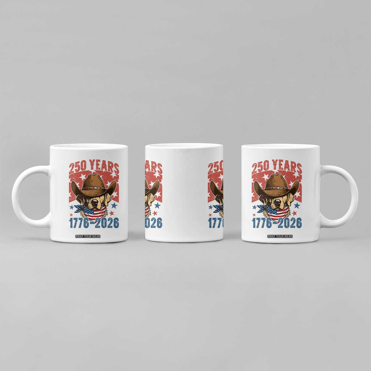 250th Anniversary USA Coffee Mug Western Golden Retriever 4th of July TS14 Print Your Wear