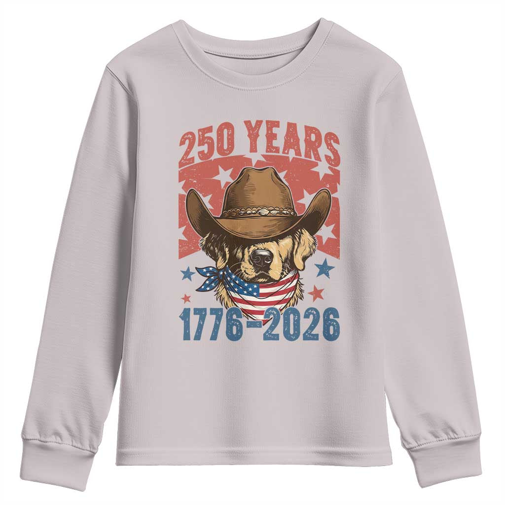 250th Anniversary USA Youth Sweatshirt Western Golden Retriever 4th of July TS14 Ice Gray Print Your Wear