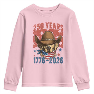 250th Anniversary USA Youth Sweatshirt Western Golden Retriever 4th of July TS14 Light Pink Print Your Wear