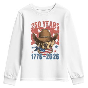 250th Anniversary USA Youth Sweatshirt Western Golden Retriever 4th of July TS14 White Print Your Wear