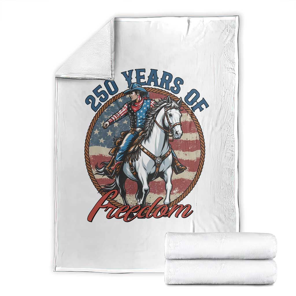 America 250th Anniversary Throw Blanket American Flag Cowboy Rodeo 4th of July TS14 White Print Your Wear