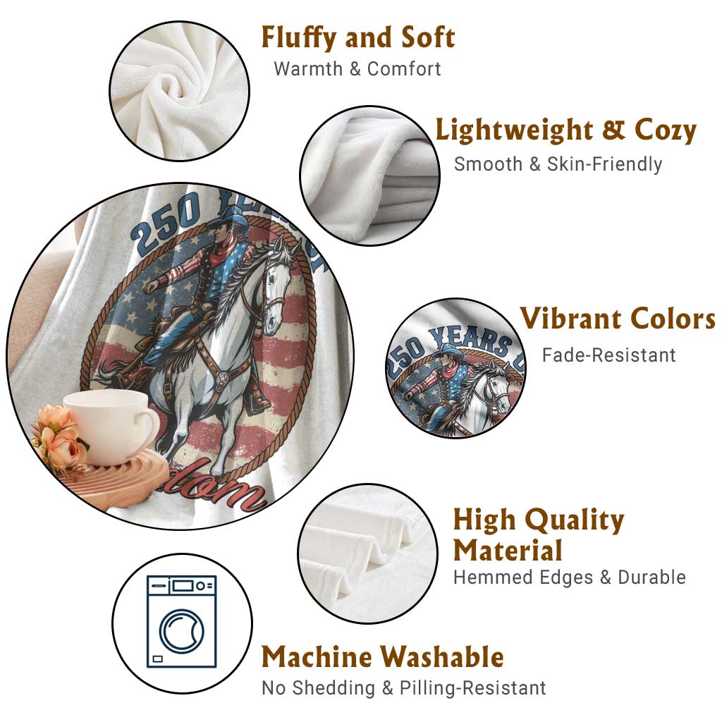 250th Anniversary USA Throw Blanket American Flag Cowboy Rodeo 4th of July TS14 Print Your Wear