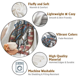 250th Anniversary USA Throw Blanket American Flag Cowboy Rodeo 4th of July TS14 Print Your Wear