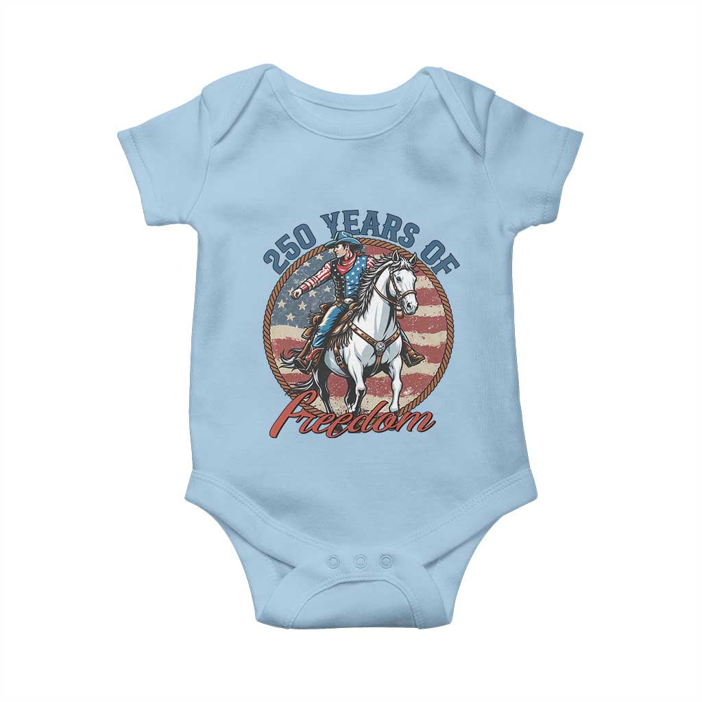 250th Anniversary USA Baby Onesie American Flag Cowboy Rodeo 4th of July TS14 Light Blue Print Your Wear