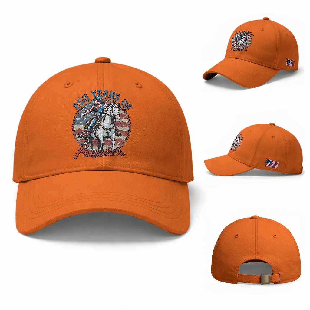 America 250th Anniversary Baseball Cap American Flag Cowboy Rodeo 4th of July TS14 Baseball Cap Universal Fit Orange Print Your Wear