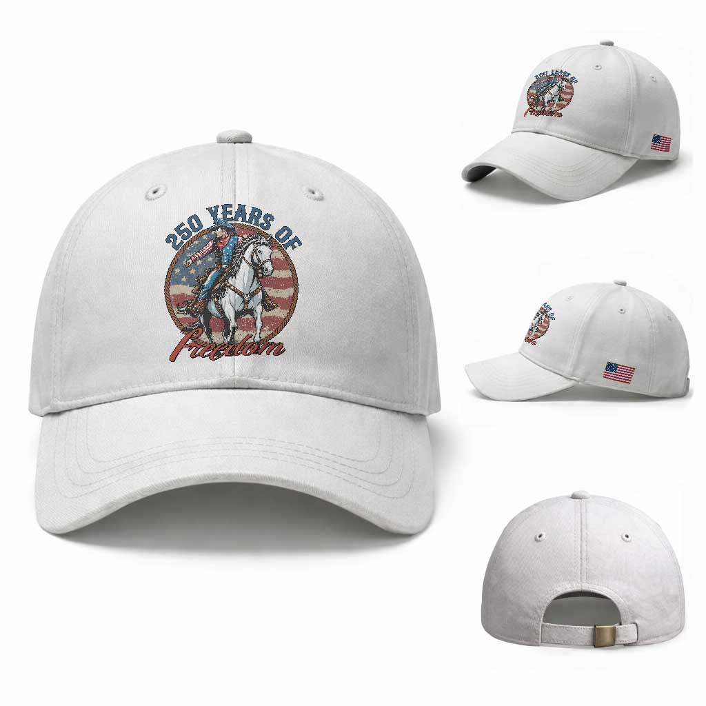 America 250th Anniversary Baseball Cap American Flag Cowboy Rodeo 4th of July TS14 Baseball Cap Universal Fit White Print Your Wear