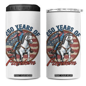 250th Anniversary USA 4 in 1 Can Cooler Tumbler American Flag Cowboy Rodeo 4th of July TS14 One Size: 16 oz White Print Your Wear