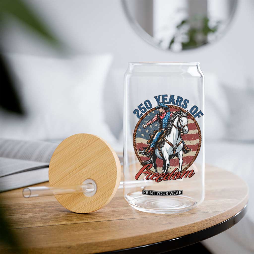 250th Anniversary USA Glass Can American Flag Cowboy Rodeo 4th of July TS14 Print Your Wear