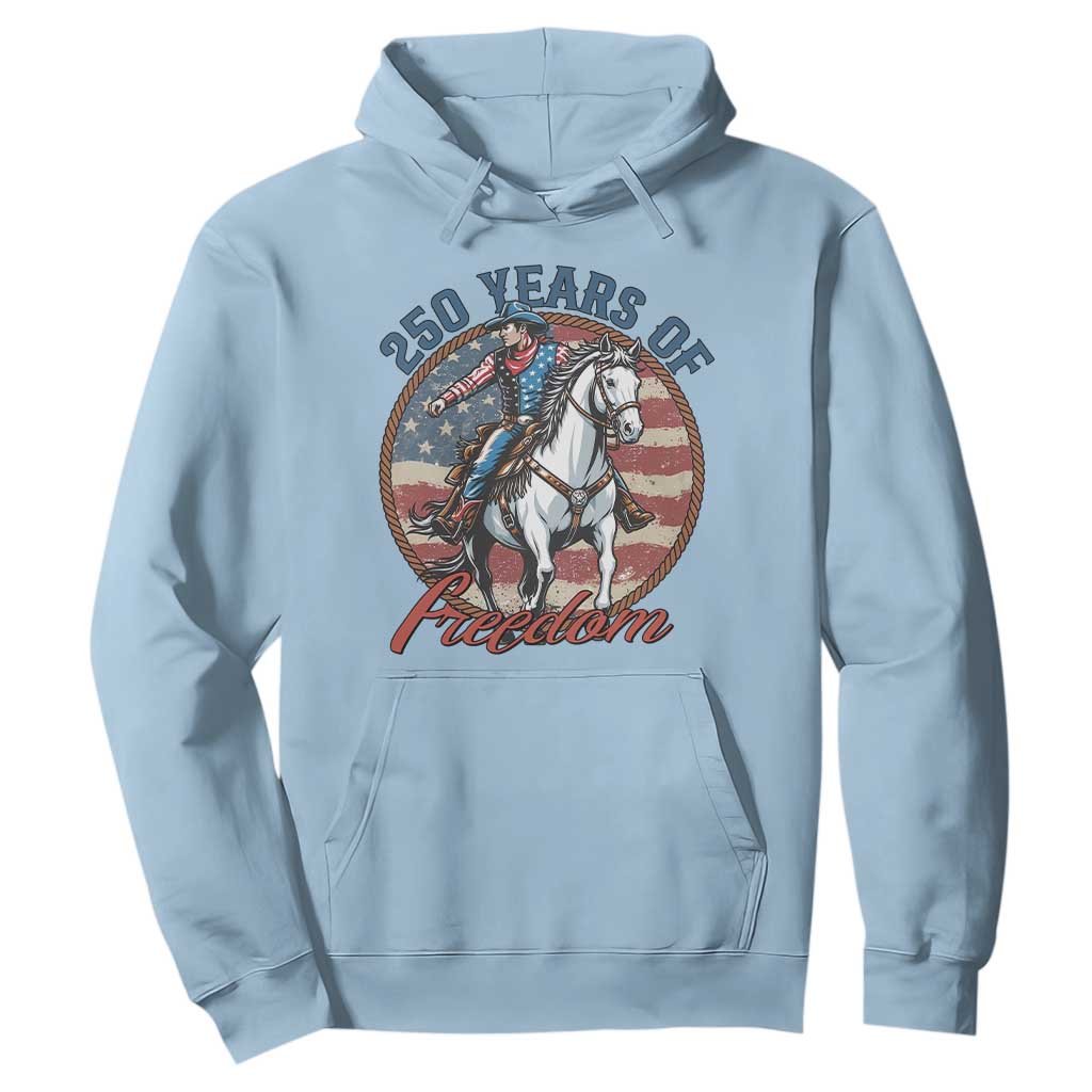 250th Anniversary USA Hoodie American Flag Cowboy Rodeo 4th of July TS14 Light Blue Print Your Wear