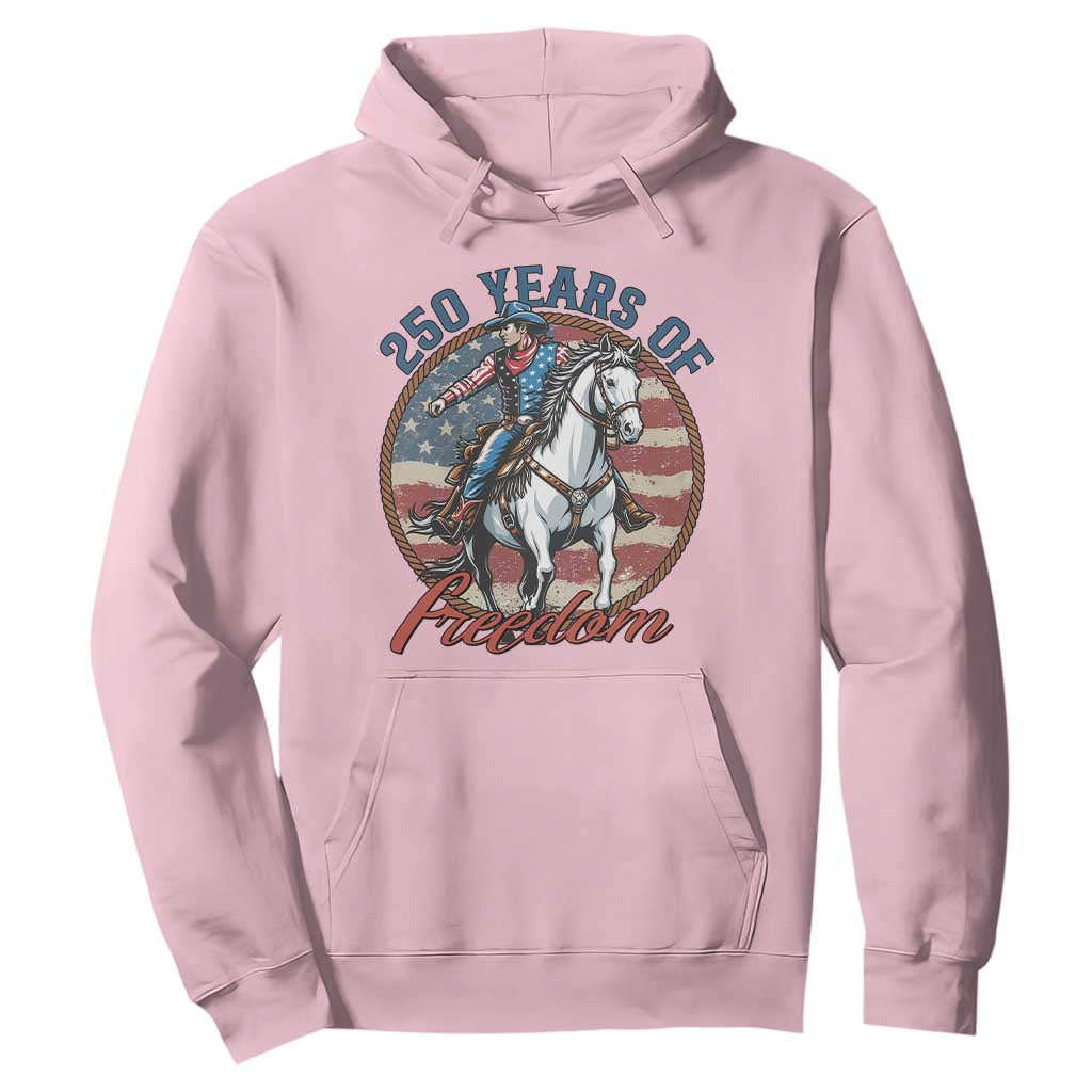 250th Anniversary USA Hoodie American Flag Cowboy Rodeo 4th of July TS14 Light Pink Print Your Wear