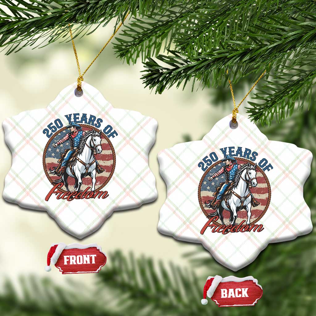 America 250th Anniversary Ceramic Ornament American Flag Cowboy Rodeo 4th of July TS14 Print Your Wear