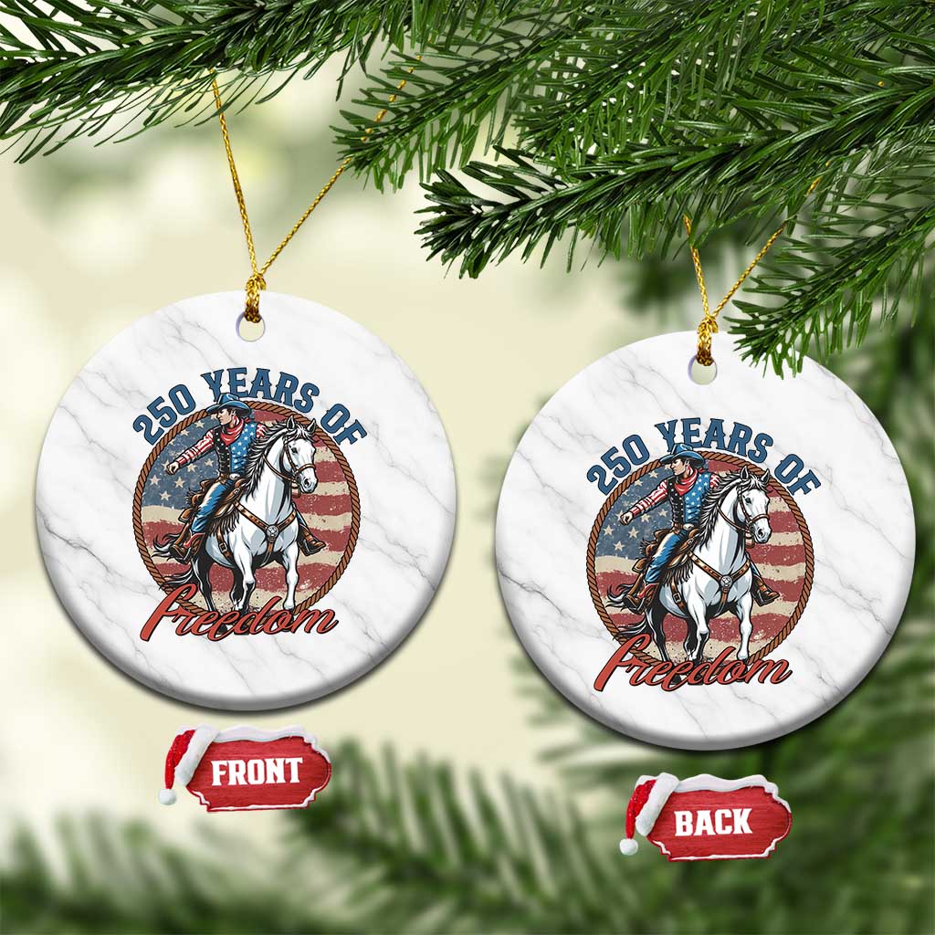 America 250th Anniversary Ceramic Ornament American Flag Cowboy Rodeo 4th of July TS14 1pc White Marble Print Your Wear