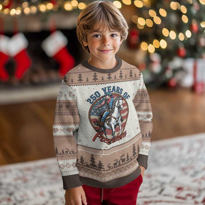 America 250th Anniversary Ugly Christmas Sweater American Flag Cowboy Rodeo 4th of July TS14 Mocha Mousse Print Your Wear