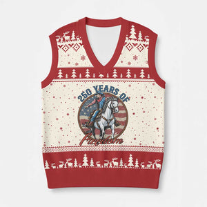 America 250th Anniversary V-Neck Knit Sweater Vest American Flag Cowboy Rodeo 4th of July TS14 Beige Red Print Your Wear