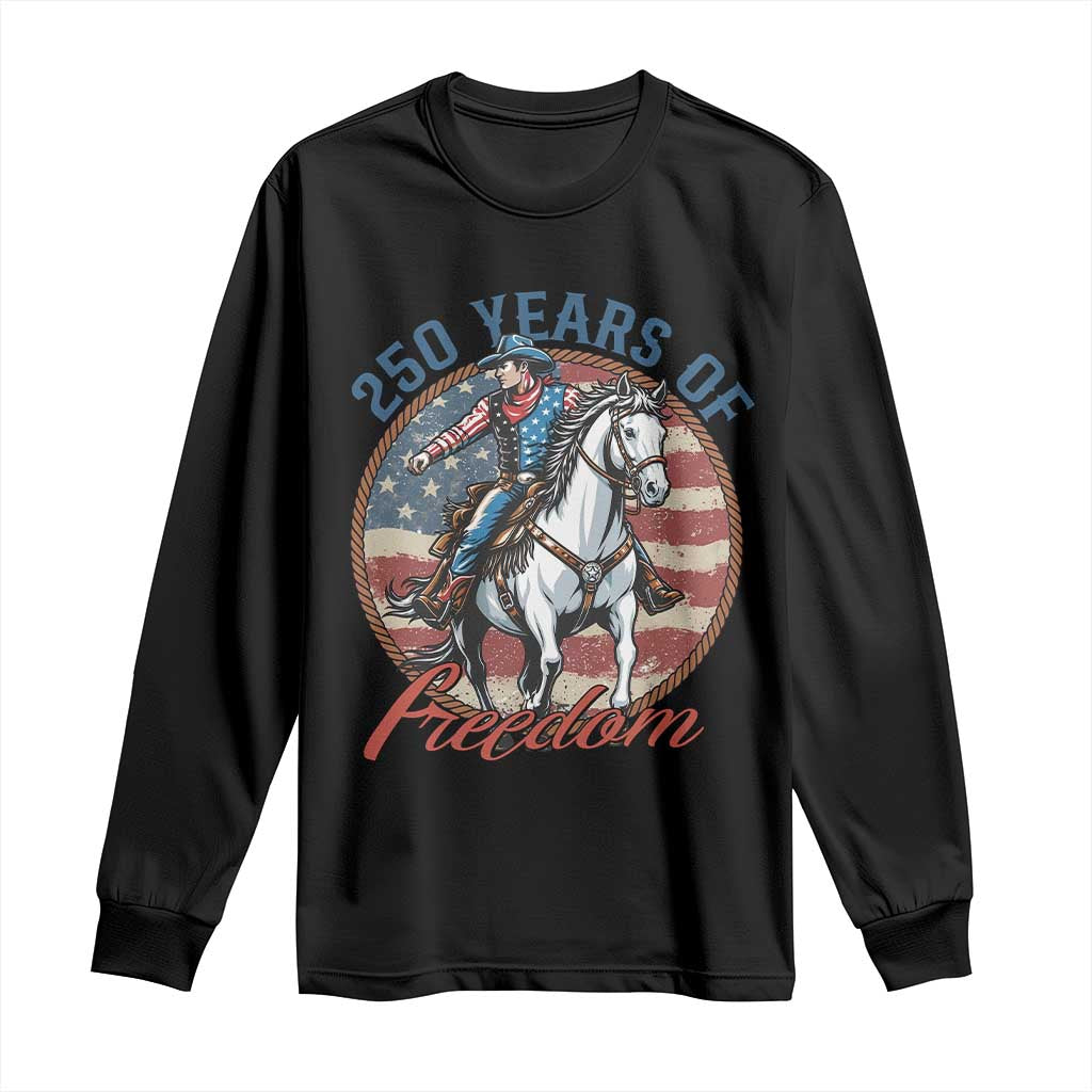 250th Anniversary USA Long Sleeve Shirt American Flag Cowboy Rodeo 4th of July TS14 Black Print Your Wear