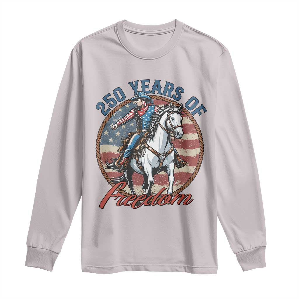 250th Anniversary USA Long Sleeve Shirt American Flag Cowboy Rodeo 4th of July TS14 Ice Gray Print Your Wear