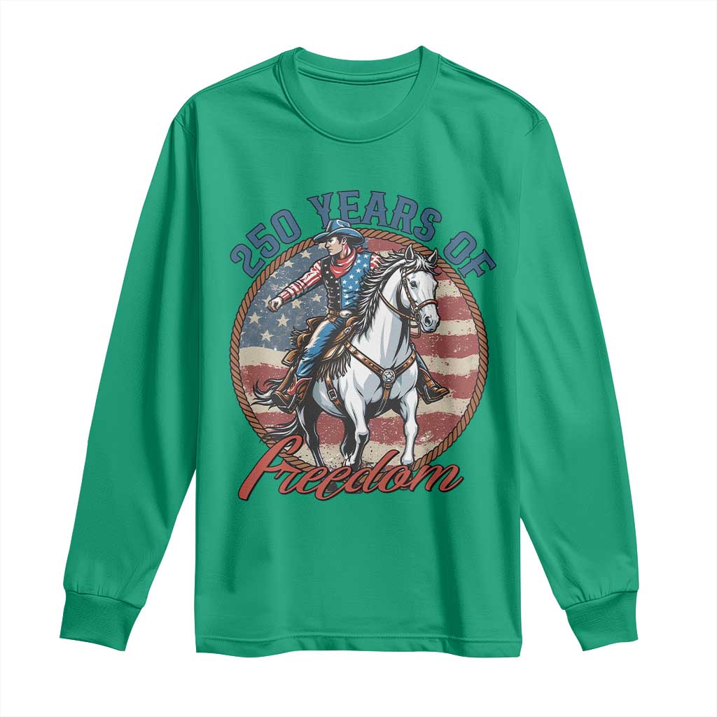 250th Anniversary USA Long Sleeve Shirt American Flag Cowboy Rodeo 4th of July TS14 Irish Green Print Your Wear