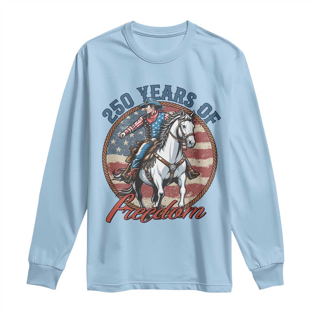 250th Anniversary USA Long Sleeve Shirt American Flag Cowboy Rodeo 4th of July TS14 Light Blue Print Your Wear