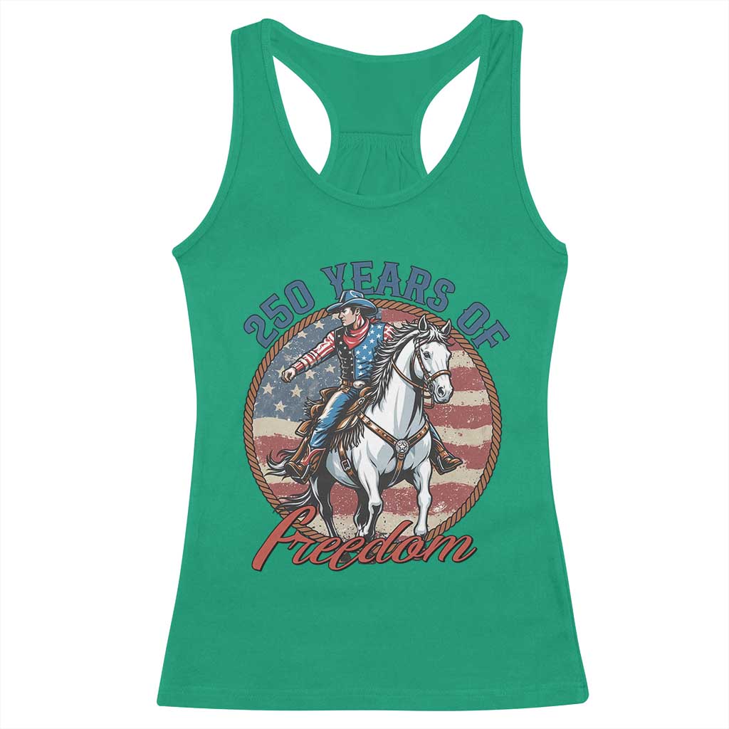 250th Anniversary USA Racerback Tank Top American Flag Cowboy Rodeo 4th of July TS14 Irish Green Print Your Wear