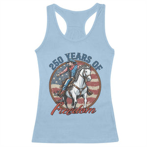 250th Anniversary USA Racerback Tank Top American Flag Cowboy Rodeo 4th of July TS14 Light Blue Print Your Wear