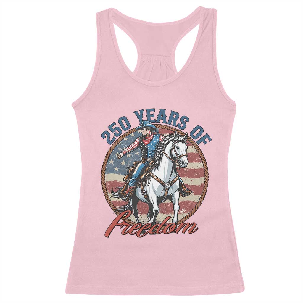250th Anniversary USA Racerback Tank Top American Flag Cowboy Rodeo 4th of July TS14 Light Pink Print Your Wear