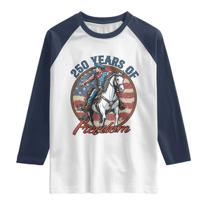 America 250th Anniversary Raglan Shirt American Flag Cowboy Rodeo 4th of July TS14 White Navy Print Your Wear